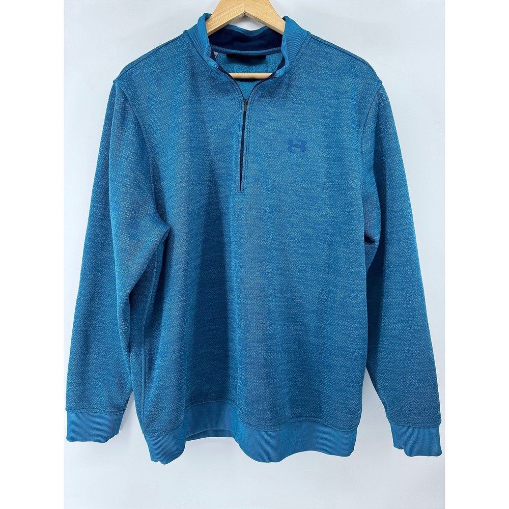 Under Armour Storm ColdGear 1/4 Zip Pullover Mens XL Blue Textured Fleece Golf